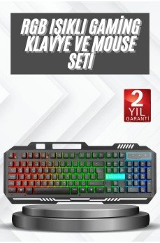 Işıklı  Q Klavye Mouse Seti Siyah   Klavye
