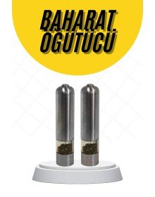 Baharat Öğütücü Paslanmaz Ayarlanabilir Otomatik Pilli Işıklı Tuz & Karabiber