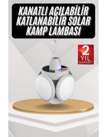 Kamp Lambası Güneş Enerjili Solar 5 Kanatlı Katlanır Lamba Karavan