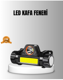 Şarjlı LED Kafa Feneri – Çift Fonksiyonlu, 200LM Işık Gücü, IP44 Suya Dayanıklı