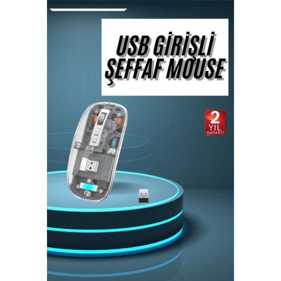 Kablosuz Mouse Fare Şarjlı Bluetooth Wireless Çift Modlu Sessiz Kablosuz Mouse Fare Şarjlı Bluetooth Wireless Çift Modlu Sessiz