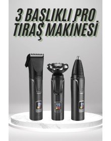 Dijital Göstergeli 3 Başlıklı Tıraş Makinesi Islak Kuru Lazer Öncesi Günlük