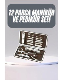 12 Parça Manikür Pedikür Seti Tırnak Bakımı Nasır Temizleme El Ayak Bakımı