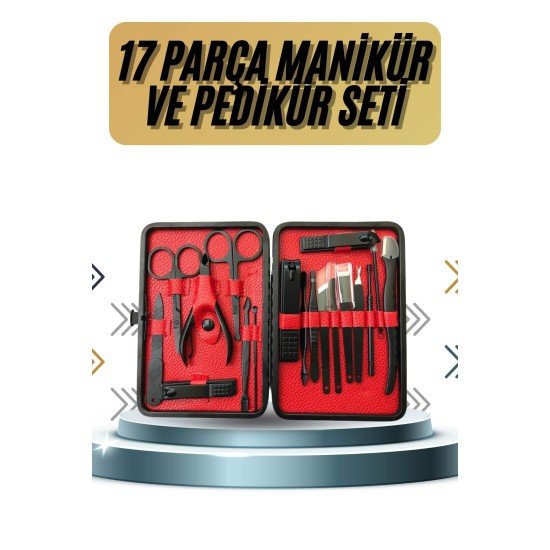 17 Parça Manikür Pedikür Seti El Ayak Bakım Seti Tırnak Makası Törpü 17 Parça Manikür Pedikür Seti El Ayak Bakım Seti Tırnak Makası Törpü