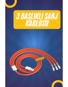 120W Silikon Metal Uçlu LED Işıklı 3 In1 Şarj Kablosu 1.2m