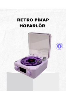 Retro Pikap Hoparlör Bluetooth AUX USB Type-C Projektörlü 360° Sesli Taşınabilir