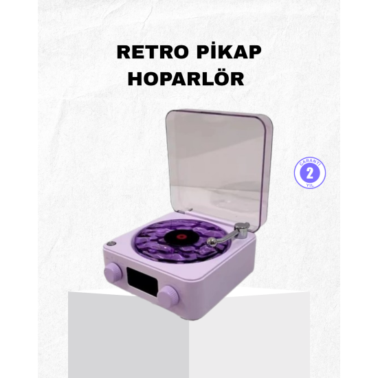 Retro Pikap Hoparlör Bluetooth AUX USB Type-C Projektörlü 360° Sesli Taşınabilir Retro Pikap Hoparlör Bluetooth AUX USB Type-C Projektörlü 360° Sesli Taşınabilir