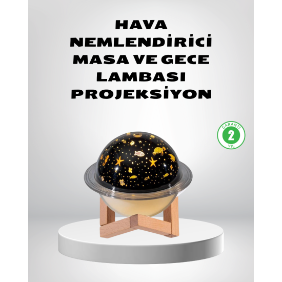 USB Projeksiyon Gece Lambası ve Hava Nemlendirici – Aromaterapi Destekli, Taşınabilir Mini