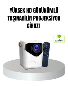Taşınabilir 1080P HD Akıllı Projektör – 64GB Dahili Hafıza, 2GB RAM, Uzaktan Kumandalı