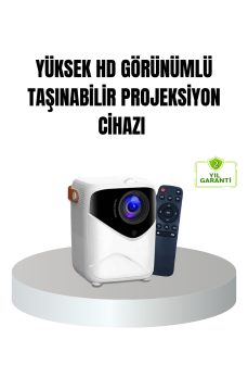 Taşınabilir 1080P HD Akıllı Projektör – 64GB Dahili Hafıza, 2GB RAM, Uzaktan Kumandalı