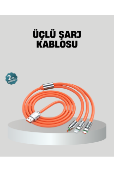ÜÇLÜ Şarj Kablosu – Yüksek Hızlı, Dayanıklı ve Uzun Ömürlü