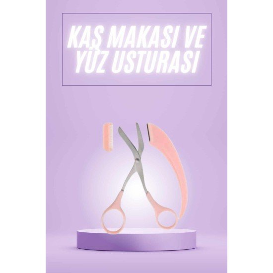 Taraklı Kaş Makası ve Ustura Seti Kaş Düzeltme Makası Kaş Bıyık Alma Aleti Taraklı Kaş Makası ve Ustura Seti Kaş Düzeltme Makası Kaş Bıyık Alma Aleti