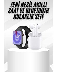 Yeni Nesil Akıllı Saat Ve Kulaklık Seti Gümüş Kasa Zarif Tasarım Çok Fonksiyonlu