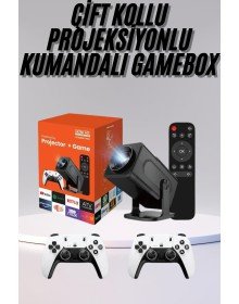 Çift Kollu Game Box Projeksiyon Cihazı Kumandalı Android Tv Dahili Hoparlör