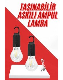 Şarjlı Aydınlatma Ampul Tasarımlı Ambians Işık Askılı Kamp Lambası