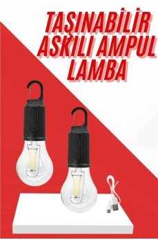 Şarjlı Aydınlatma Ampul Tasarımlı Ambians Işık Askılı Kamp Lambası