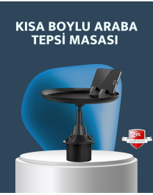 Araç İçi 360° Ayarlanabilir Bardaklık Tepsisi Geniş Yüzeyli ve Telefon Standlı