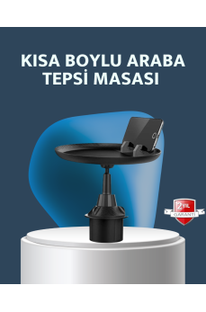Araç İçi 360° Ayarlanabilir Bardaklık Tepsisi Geniş Yüzeyli ve Telefon Standlı