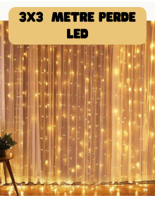 3x3 Metre Perde LED Işık Sıcak  Şelale Tasarım Dekoratif Aydınlatma