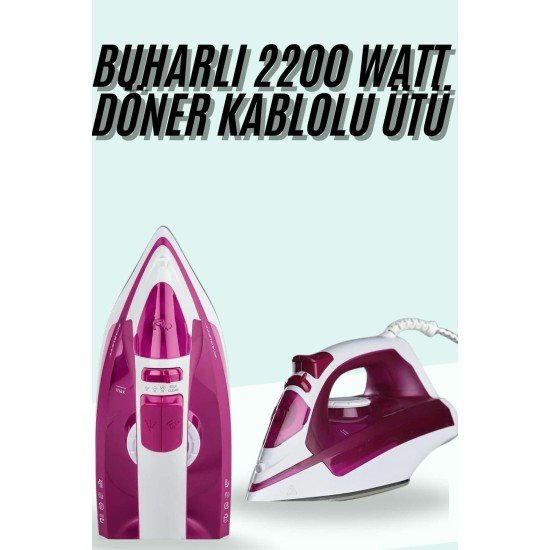 Buharlı Ütü 2200 Watt Seramik Tabanlı Taşınabilir Kablolu Ütü Buharlı Ütü 2200 Watt Seramik Tabanlı Taşınabilir Kablolu Ütü