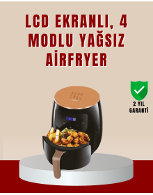 6 Litre Büyük Kapasiteli Dokunmatik Airfryer 2400W Yağsız Fritöz