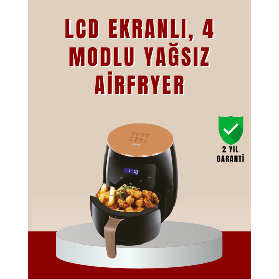 6 Litre Büyük Kapasiteli Dokunmatik Airfryer 2400W Yağsız Fritöz 6 Litre Büyük Kapasiteli Dokunmatik Airfryer 2400W Yağsız Fritöz
