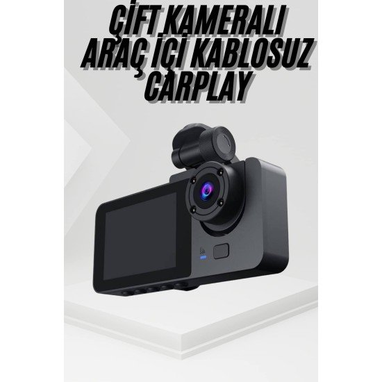 3 Kameralı 2 İnç 1080P Araç İçi Kamera Sürüş Kamerası CarPlay