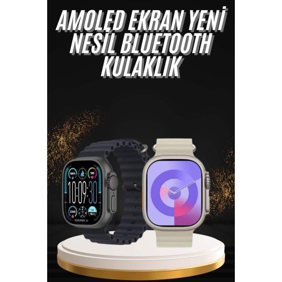 ANC Özellikli Bluetooth Kulaklık ve Amoled Ekran Akıllı Saat Uyku ve Sağlık Takibi Nabız Ölçer