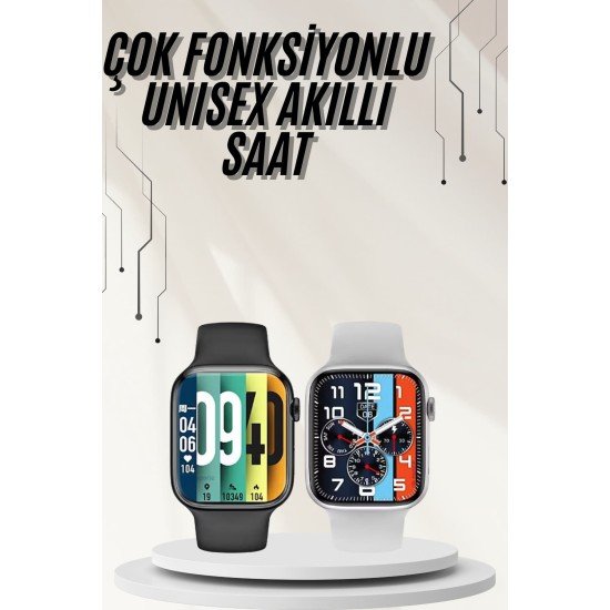 Dijital Göstergeli Powerbank Kulaklık ve 7 Kordonlu Yeni Nesil Akıllı Saat Amoled Ekran