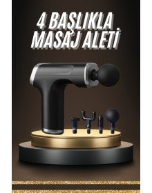 Profesyonel Masaj Tabancası Sporcu Masaj Aleti 4 Başlıklı Şarjlı Titreşimli