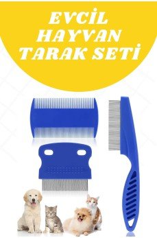 Evcil Hayvan Tarak Seti 4'lü Bit Tarağı Ked Köpek Tüyüne Uygun