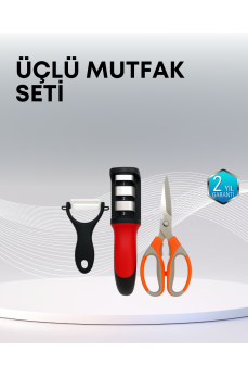 Çok Fonksiyonlu Mutfak Makas Seti – 3 Makas, Bileyici ve Soyacak Dahil