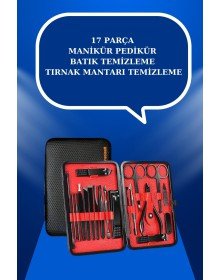 17 Parça El Ayak Bakım Seti Tırnak Temizleme Manikür Pedikür Cımbız Törpü Tırnak Makası