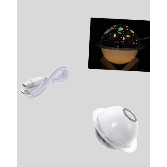 Projektör ışıklı ve aromaterapi destekli taşınabilir nemlendirici cihaz USB bağlantılı