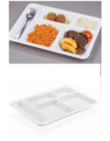 10 Adet  5 Bölmeli Kırılmaz Tabldot Tabak Self Servis Yemekhane Okul Lokanta Tabildot (40 cm x28 cm)