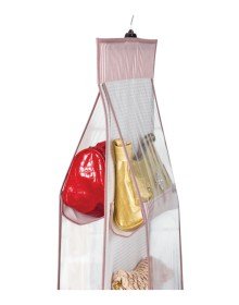 10 Bölmeli Dolap İçi Çanta Organizeri - Pembe Çizgili