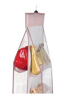 10 Bölmeli Dolap İçi Çanta Organizeri - Pembe Çizgili