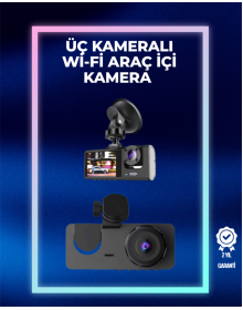 1080p Ön + 720p Arka & İç Kamera – Suya Dayanıklı Araç Güvenlik Kamerası