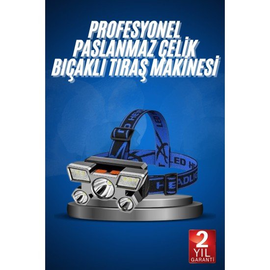 5 LED Far Şarj Edilebilir Güçlü Kafa Lambası Kamp Lambası 4 Modlu