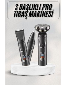 Yüksek Performanslı 3 Başlıklı Profesyonel Şarjlı Islak ve Kuru Kullanıma Uygun