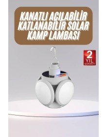 Katlanabilir Askılı Kamp Lambası 5 Kanatlı Pratik Güneş Enerjili