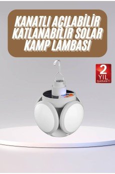 Katlanabilir Askılı Kamp Lambası 5 Kanatlı Pratik Güneş Enerjili