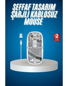 Sessiz Tıklama Çift Modlu Bluetooth Ve Alıcı Şeffaf Mouse Fare