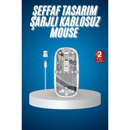 Sessiz Tıklama Çift Modlu Bluetooth Ve Alıcı Şeffaf Mouse Fare Sessiz Tıklama Çift Modlu Bluetooth Ve Alıcı Şeffaf Mouse Fare