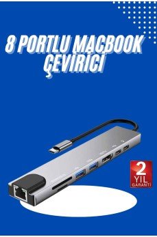 Usb Type-c Hub Dönüştürücü Çevirici Çoklayıcı Macbook Çevirici 8 Portlu