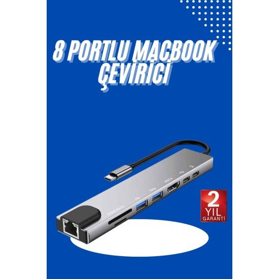 Usb Type-c Hub Dönüştürücü Çevirici Çoklayıcı Macbook Çevirici 8 Portlu Usb Type-c Hub Dönüştürücü Çevirici Çoklayıcı Macbook Çevirici 8 Portlu