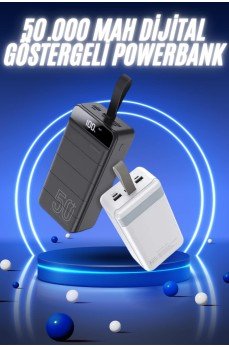 50.000 Mah Powerbank Turbo Hızlı Led Göstergeli Android İOS Uyumlu Taşınabilir Askılı