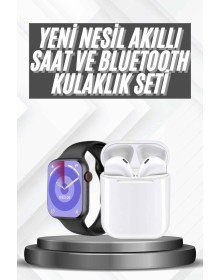 Akıllı Saat Gümüş Kasa Bluetooth Kulaklık Hediyeli Çok Fonksiyonlu İkili Set