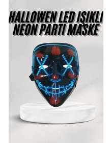 Led Işıklı Neon Maske Cadılar Bayramı Maskesi Korkunç Korku Maskesi