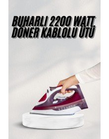 Yeni Nesil Kırmızı Buharlı Ütü 2200 Watt Seramik Tabanlı Yüksek Buhar Gücü